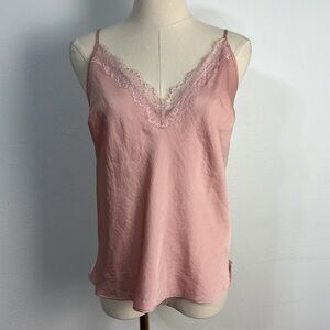 Y2K Victoria's‎ Secret Babydoll Top Pink Satin Lace Camisole Size L Fairy Preppy